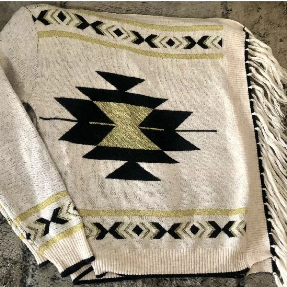 NEW AZTEC SWEATER WRAP Cardigan Jacket Open Front - Picture 5 of 8